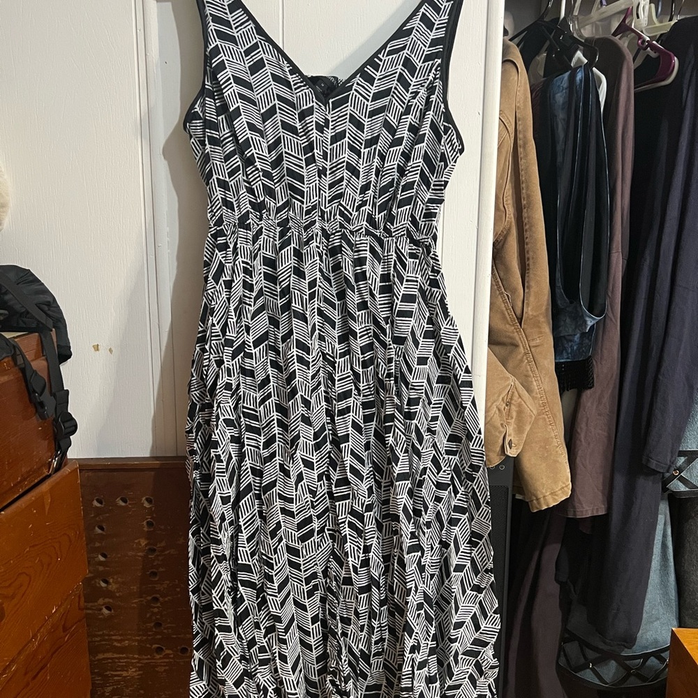 Lane Bryant Black and White Geometric Maxi Dress